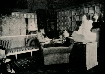 Auguste Rodin Among His Books At 77 Rue De Varenne, c1900