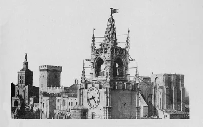 Avignon - The Jacquemart Tower, Church Notre-Dame of Doms and Popes Palace