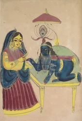 Baby Krishna Asking for Butter from Yashoda