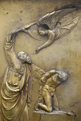 Baptistry of San Giovanni. Gate of Paradise. Abraham sacrificing Isaac, Florence, Italy