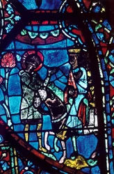 Baudoin Tells Charlemagne of the Death of Roland, Stained Glass, Chartres Cathedral