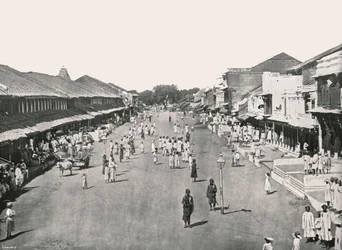 Bazaar scene, native quarter, Calcutta, India