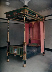 Bedstead decorated by Jessie Bayes, c1913