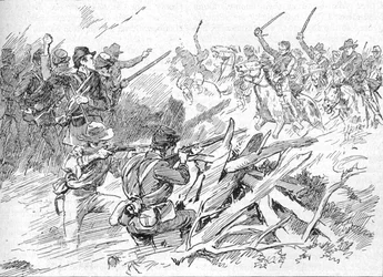 Behind The Rough Breastworks Lay The Michigan Men