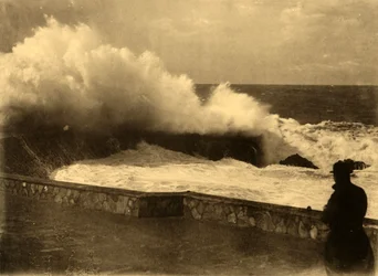 Biarritz - Effect of Wave at the Dike of the Rock of the Virgin