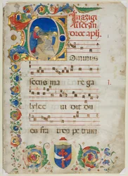 Bifolium Excised from an Antiphonary: Initial Dominus Iesus