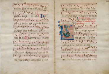 Bifolium with Initial L, from an Antiphonary, 14th century