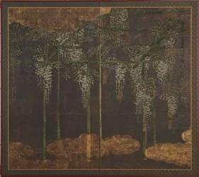 Blossoming Wisteria on a Bamboo Trellis, Momoyama Period, 16th-17th Century