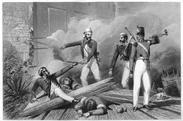 Blowing Up of the Cashmere Gate at Delhi, 1857, c1860