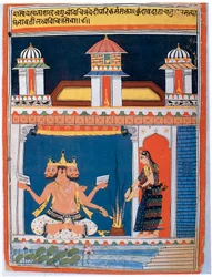 Brahma receiving an offering