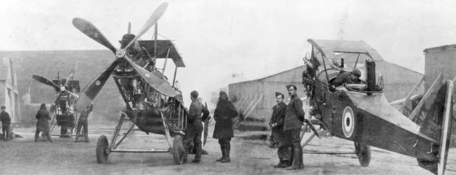 British Royal Flying Corps Aircraft Under Repair, c1916