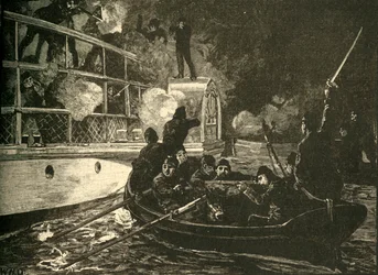 British Forces Capturing the Canadian Rebel Ship Caroline on the Niagara River
