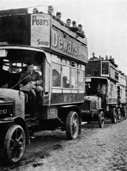 British Troops Being Moved to a Fresh Part of the Line by Motor Buses