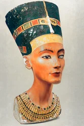 Bust of Nefertiti, queen and wife of the Ancient Egyptian Pharaoh Akhenaten Amenhotep IV