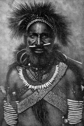 Captain of a company of cannibal fighting men, New Guinea, 1922