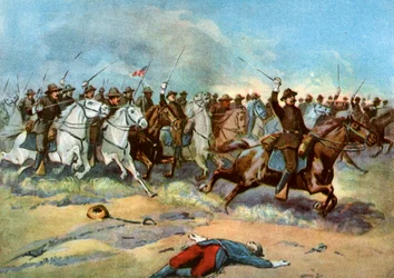 Cavalry charge by US regulars, Spanish-American War, 1898