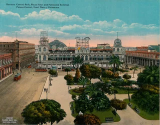 Central Park, Plaza Hotel and Politeama Building, Havana, Cuba
