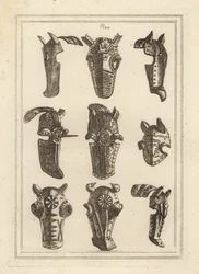 Chanfrons, champfrein or shaffrons for barded horses