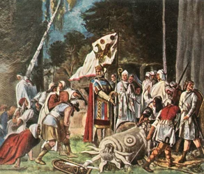 Charlemagne destroys a pagan idol, 1936