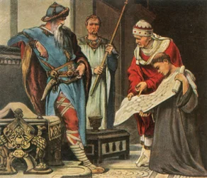 Charlemagne is Shown the Plans for the Palatine Chapel in Aachen