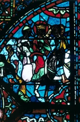Charlemagne Leaves Spain, Stained Glass, Chartres Cathedral, France