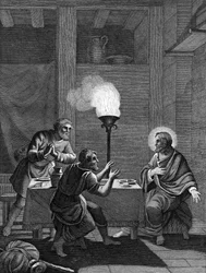 Christ and the two disciples at Emmaus
