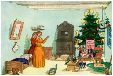 Christmas scene from King Nutcracker by Heinrich Hoffmann, 1853