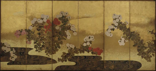 Chrysanthemums Beside a Stream