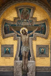 The Crucifixion, Facade Mosaic, Church of the Saviour on Spilled Blood or Church of Resurrection, Saint Petersburg, Russia