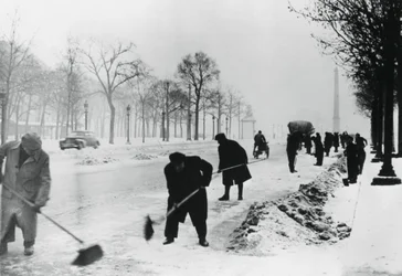 Clearing Snow on the Champs Elysees, German-occupied Paris, Winter