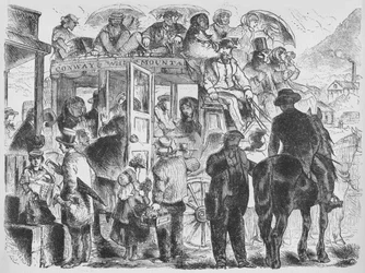 Coaches to resorts and hotels, c1859, 1938