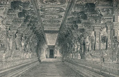 Colonnade in the Interior of the Hindu Temple on the Island of Rameswaram, Southern India, c. 1903
