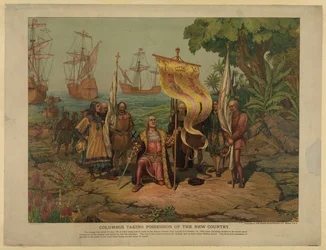 Columbus taking possession of the new country