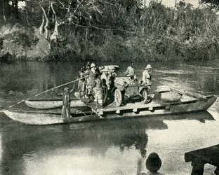 Conveying Motor Transport across the Mbaka River, German East Africa, 1919