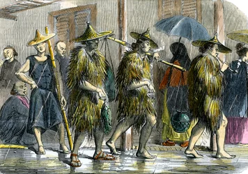 Coolies at Hong Kong, in wet weather