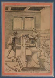 Copper Plate Printers at Work, Folio from the Davis Album, Iran, dated 1784-85