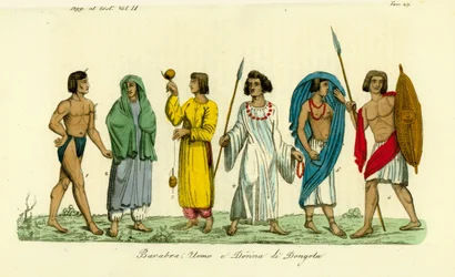 Costumes of men and women of the Nubian people of Dongola
