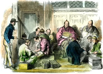 Counting the Compensation Money for the Murder of Mr. Richardson, Japan, 1863