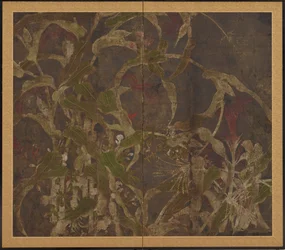 Coxcombs, maize and morning glories, Momoyama period