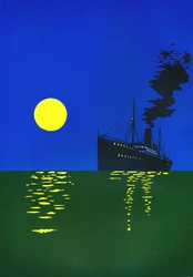 Cruise Ship at Sea with Sun