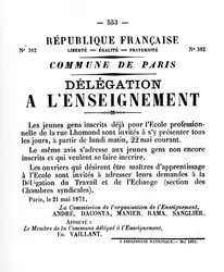 Delegation to Education, from French Political Posters of the Paris Commune, May 1871