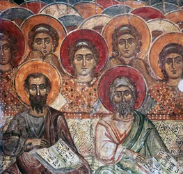 (Detail) Fresco of Saints in Paradise, 13th Century