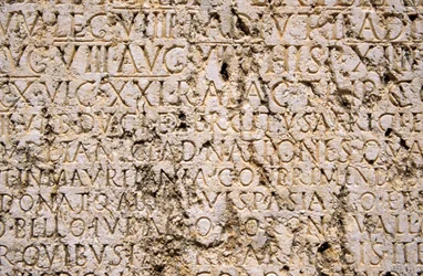Detail of an inscription at the Roman temple complex