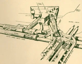 Diagram of New Tube Station at Oxford Circus, 1930