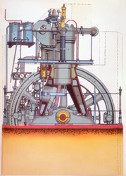 Diesel Engine: Internal Combustion Engine Invented by Rudolph Diesel in 1897 c1910