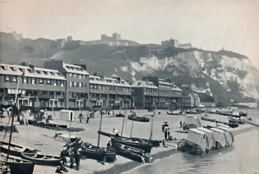 Dover - The Parade, Showing Dover Castle, 1895
