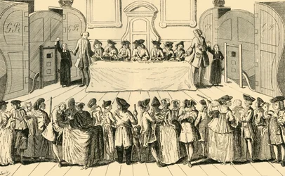 Drawing the State Lottery at Guildhall, 1751, c1872