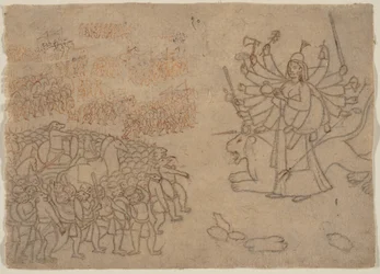 Durga Confronts the Army of the Demon Chikshura: Scene from the Devi Mahatmya