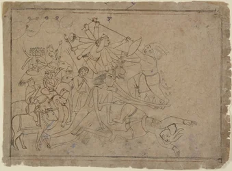 Durga, Kali, and the Matrikas Battle the Demon Raktabija: Scene from the Devi Mahatmya