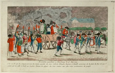Effigy Burning of Klinglin, Heymann and Bouille on June 25, 1791 in Strasbourg
